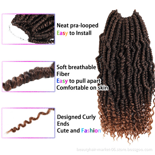 Synthetic Passion Twists Curly Crotchet Hair Extensions Ombre Crochet Braids Kinky Curly 14/16inch BOMB Twist Braiding Hair Bulk